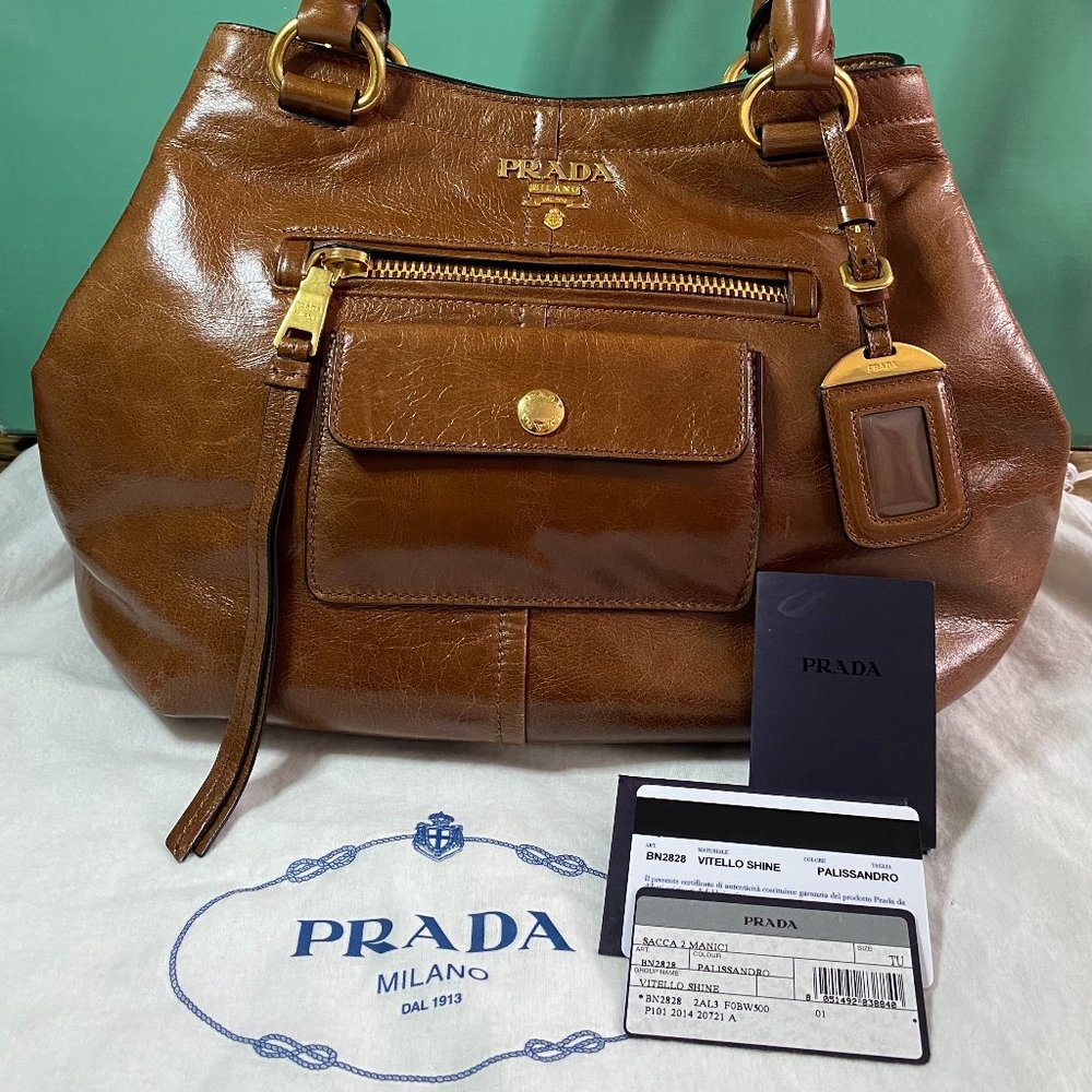 PRADA Vitello Shine Satchel Palissandro